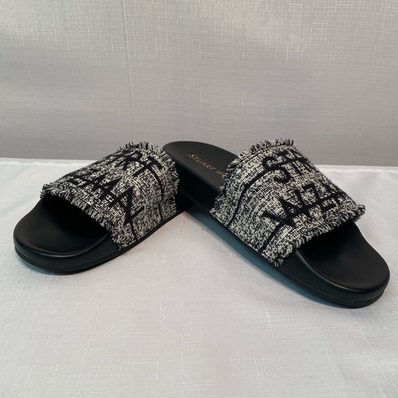 Stuart Weitzman Shoes - Stuart Weitzman STRT WZMN Pool Slides Sandals Black US Size 9 Woven Fabric